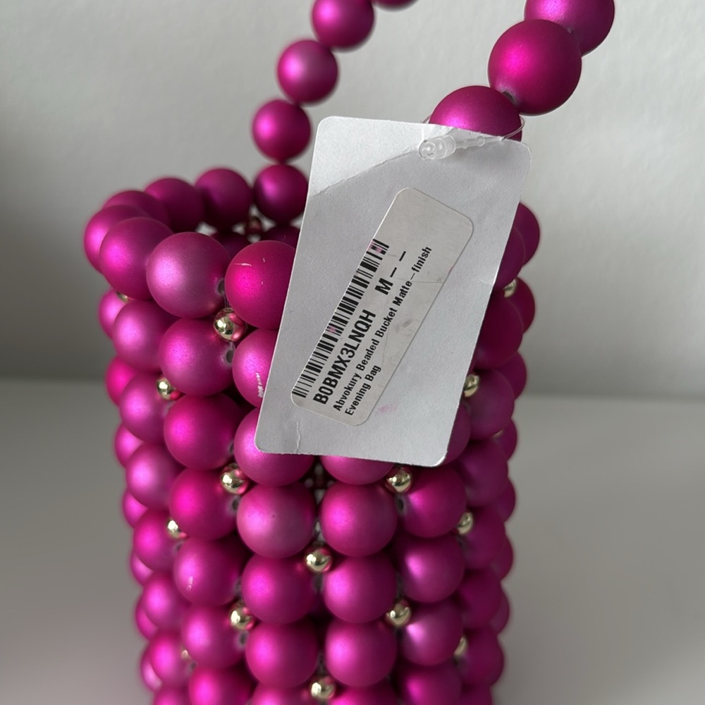 Pink Festive Beaded Bucket Bag - Picture 3 of 7